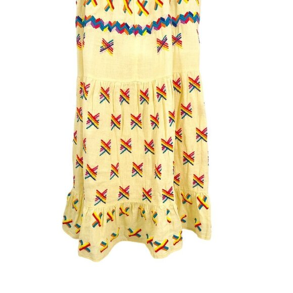 All Things MOCHI Remi Rainbow Embroidered Midi Dress 100% Linen Sleeveless XS - Picture 10 of 15